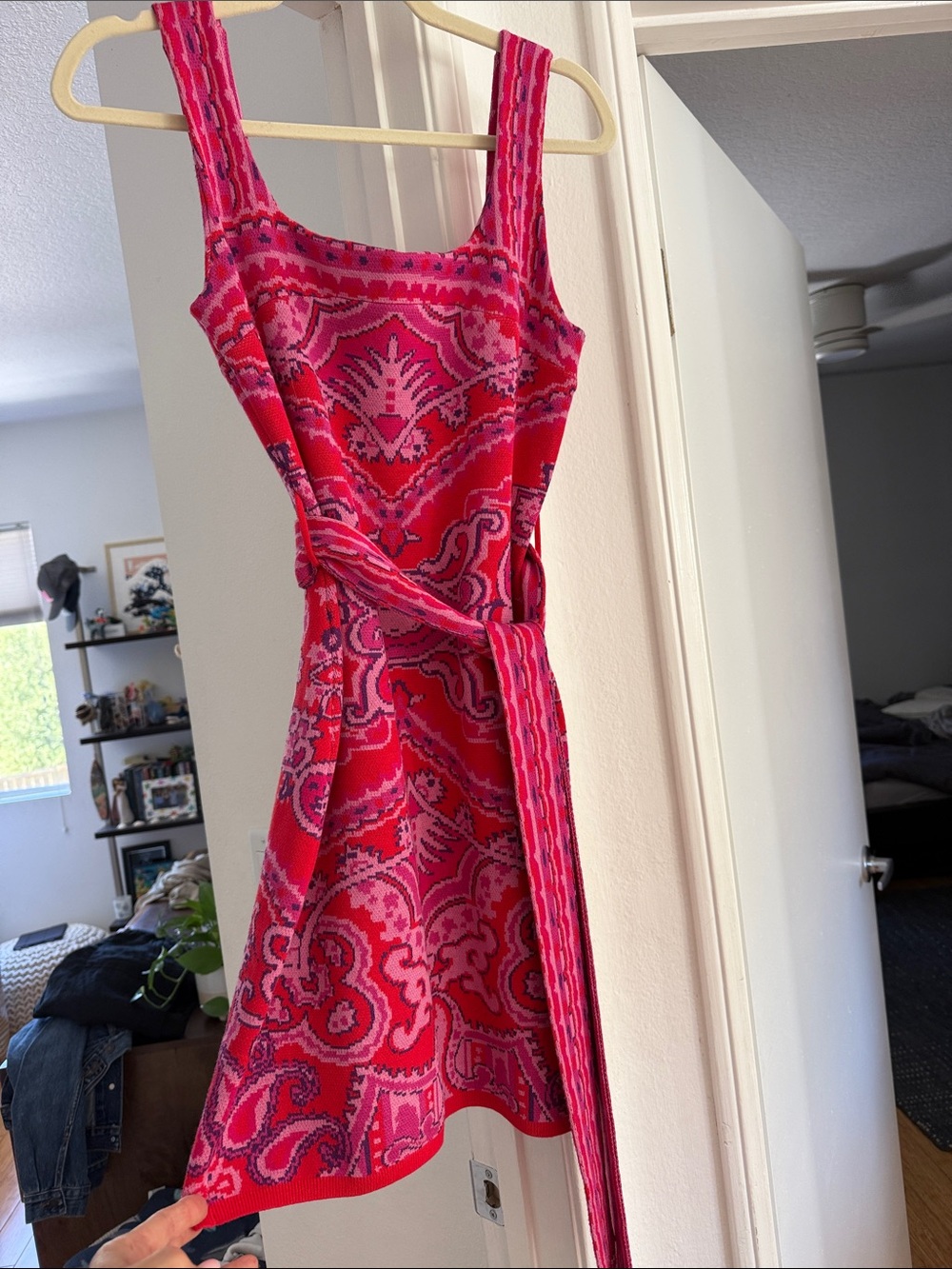 Farm Rio paisley scarf knit mini dress